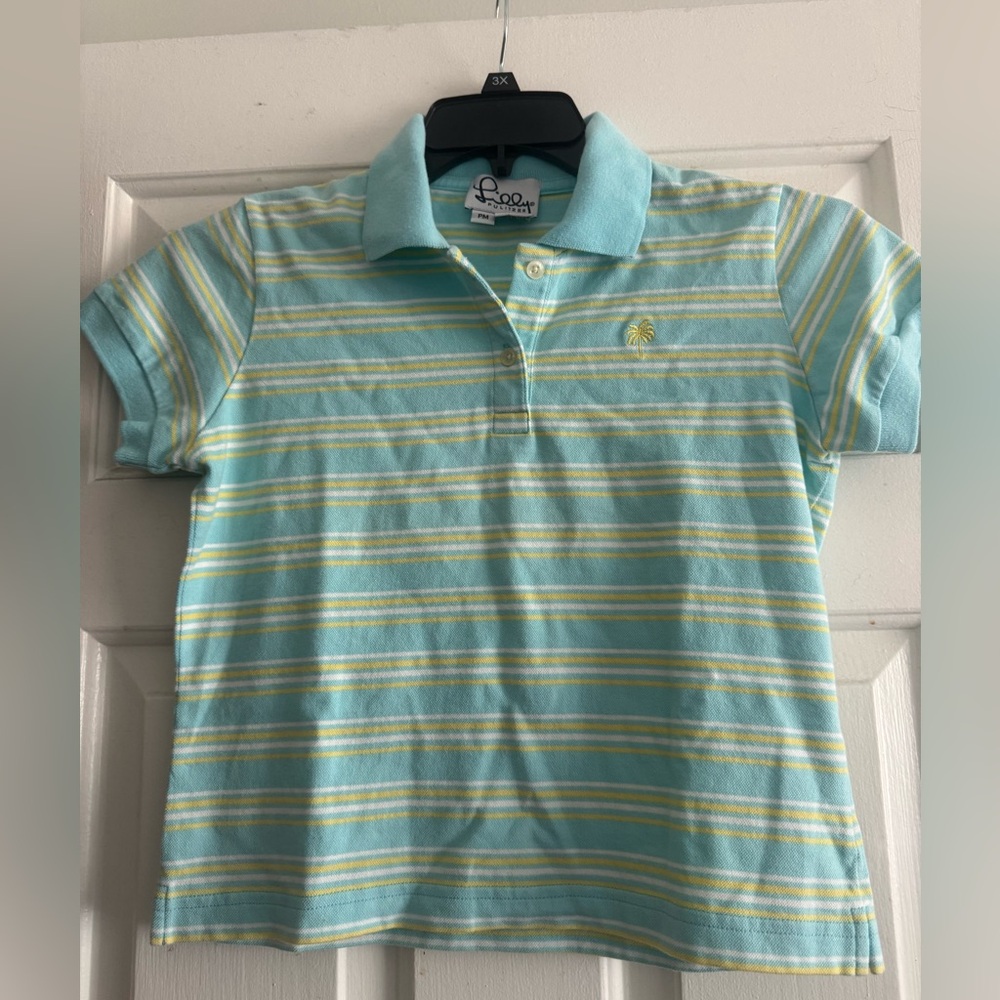 Lilly Pulitzer Polo - Light Blue and Yellow Stripes